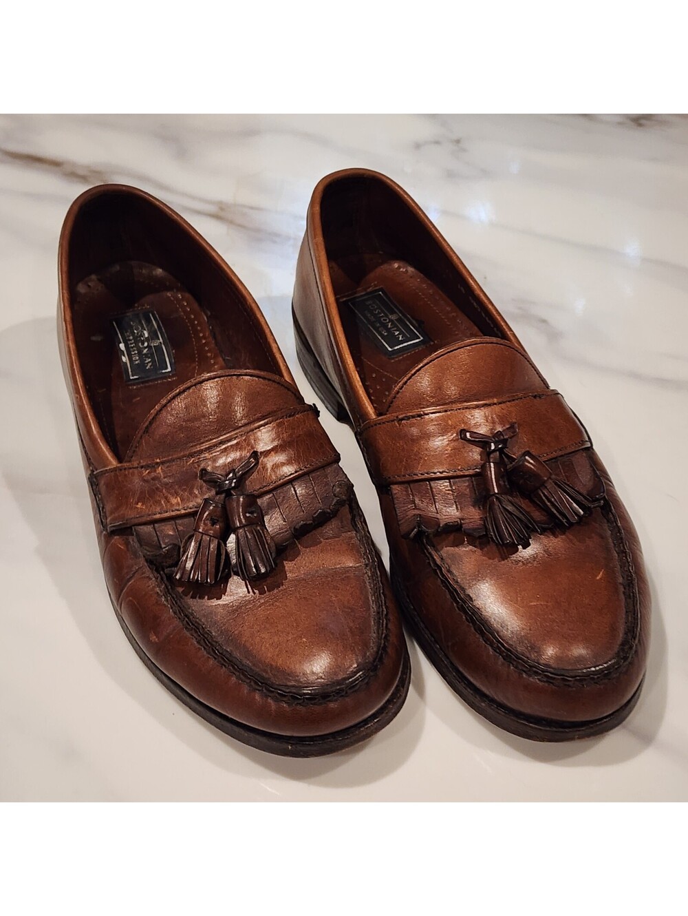 Vintage Bostonian Classics Men’s Brown Leather Tassel Loafers Size 12 Made USA